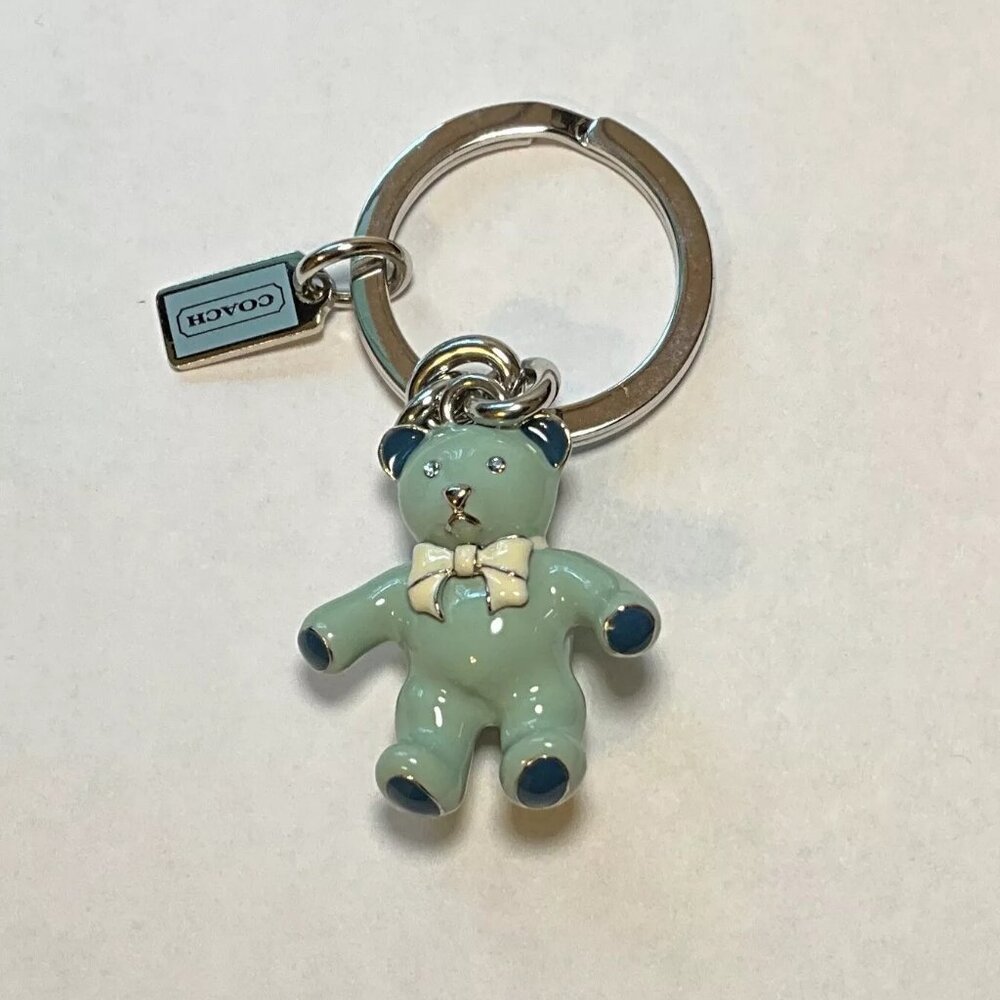 NWOT'S Coach 3D Blue Teddy Bear Keychain / Key Ring / Charm - Rare